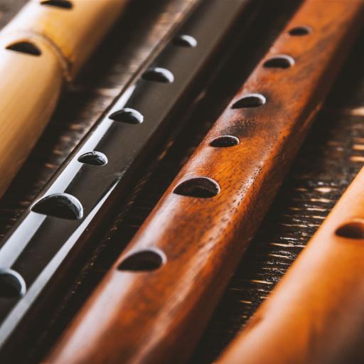 Set flutes the wooden table horizontal