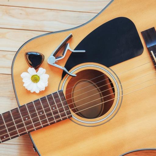 Detail classic guitar with shallow depth fie